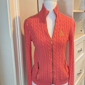 Ralph Lauren Coral Cable Knit Sweater